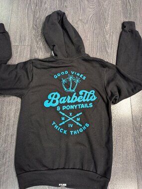 Barbells And Ponytails Zip Up Hoodie "Good Vibes" Sweatshirt Sz XS NEW